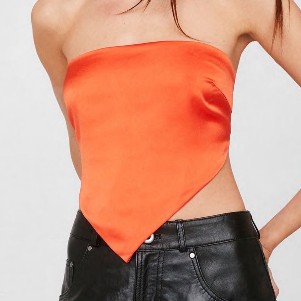 Nasty Gal Orange Satin Bandana Crop Top